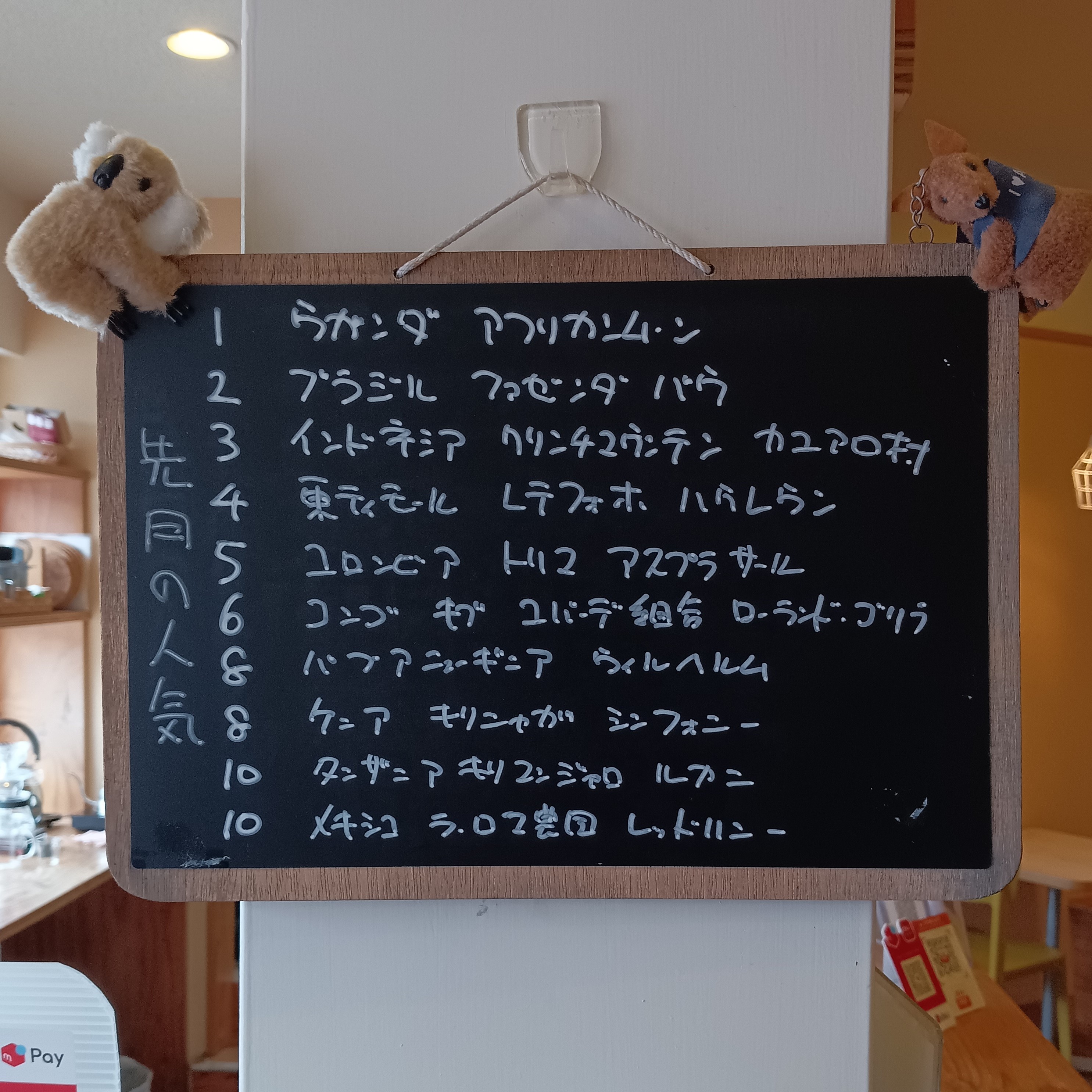 【先月の人気】シングルのコーヒー豆のお求めの人気Top10です。また、お求めの際などどうぞご参考ください。